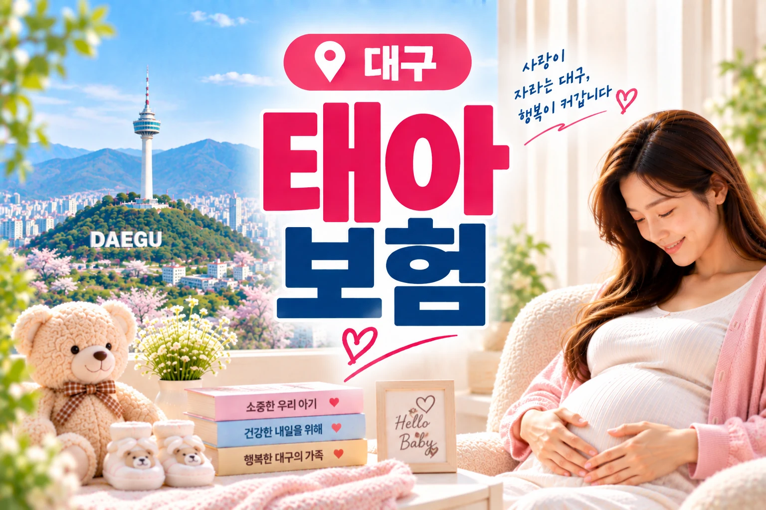 대구 가족이 함께 보험상담 내용을 검토하는 장면 - 대구 출산 전 보험상담